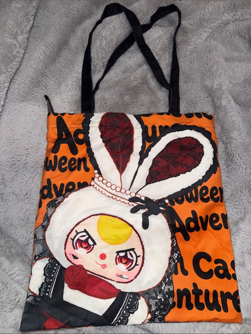 Thick Cute Halloween tote bag / baby three ,Orange Bunny Character Tote Bag